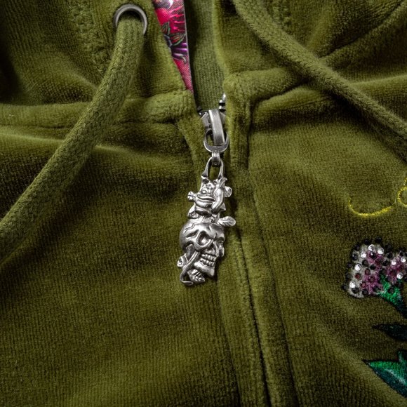 SOLD - Vintage Early 2000s Ed Hardy Green Velour Geisha Tracksuit - Size XS - Picture 10 of 16